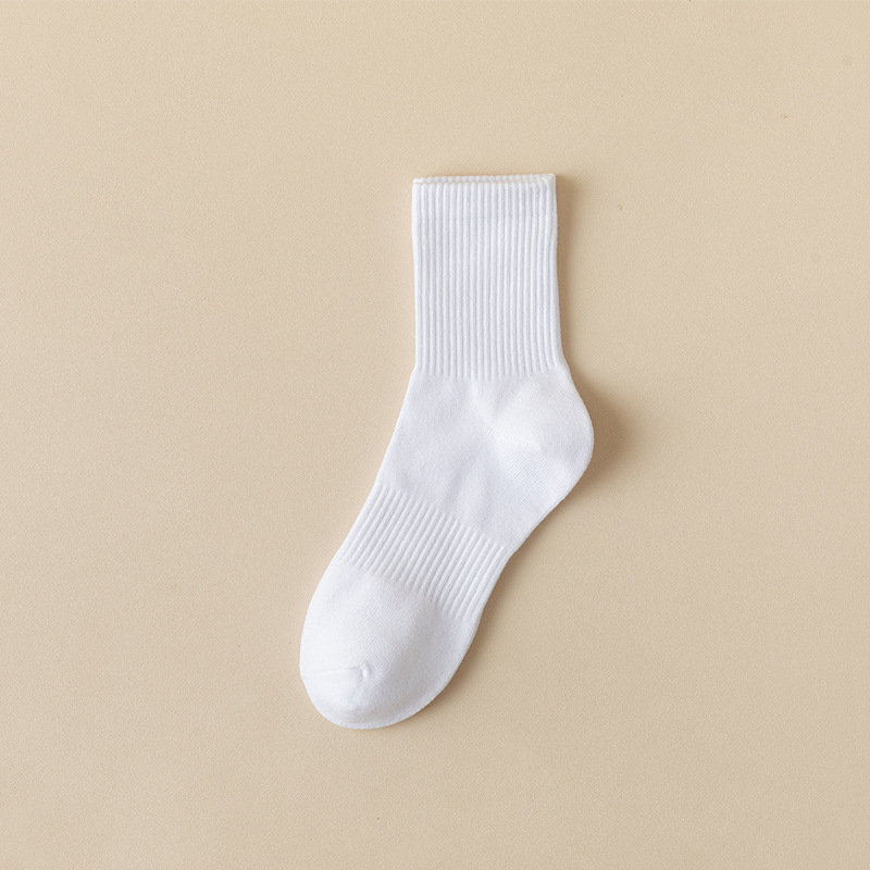 Wholesale custom logo cotton socks ribbed solid color men crew sport socks