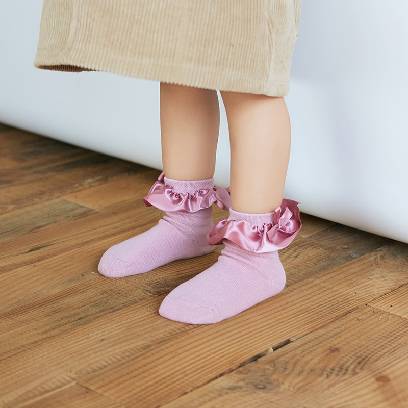 Wholesale Korean Fashion Cotton Bow Cute Lace Baby Girls Frilly kid Socks