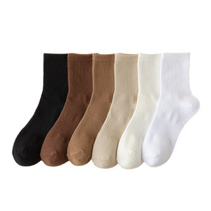 Wholesale custom logo cotton socks ribbed solid color men crew sport socks