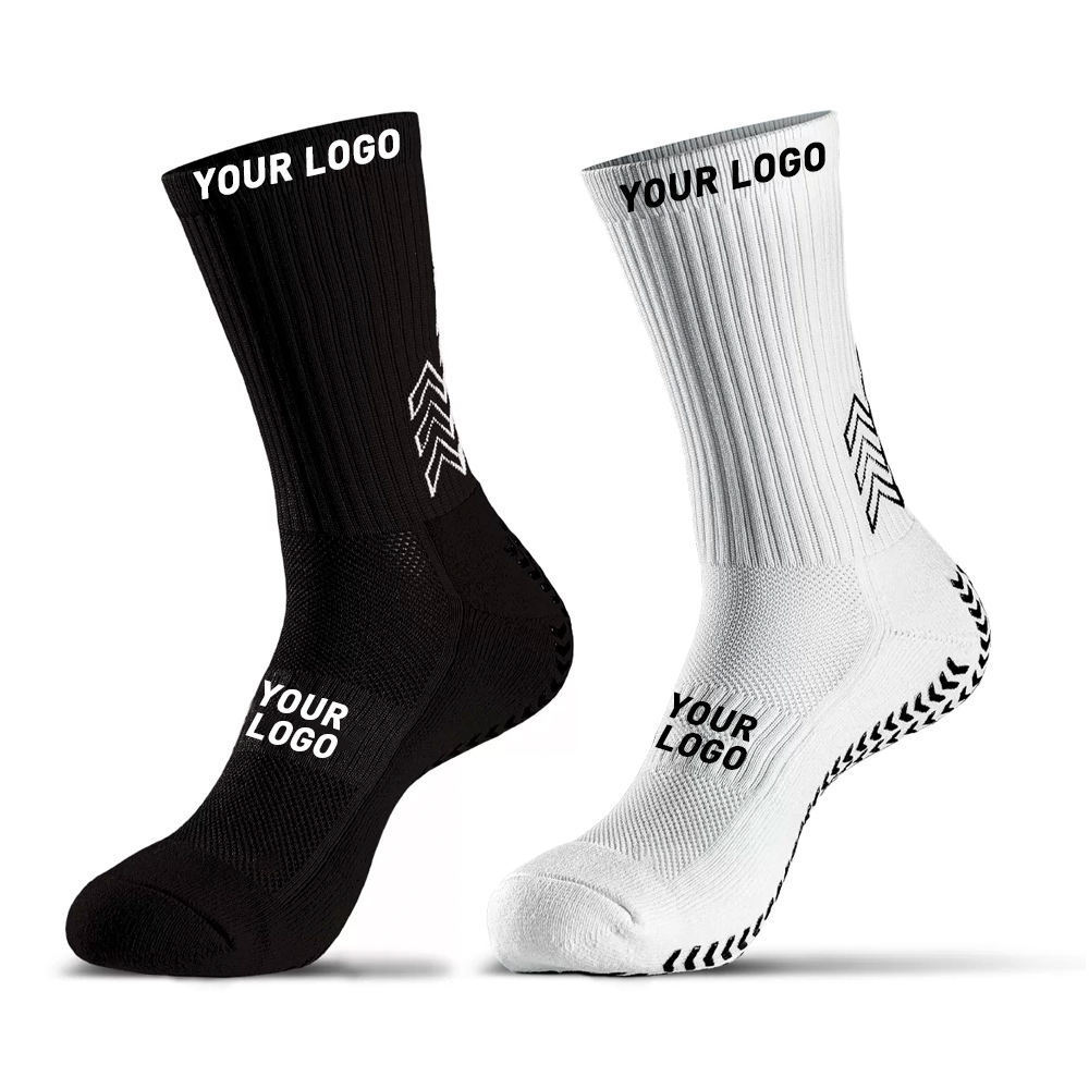 Low MOQ High Quality Anti Slip Designer Sport Socks Custom Logo Soccer Football Grip Socks For Men