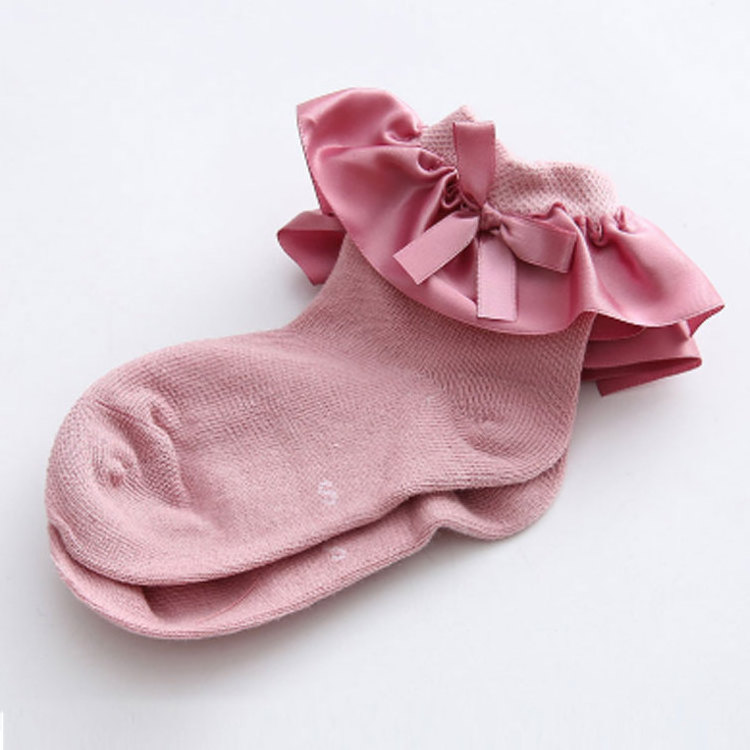 Wholesale Korean Fashion Cotton Bow Cute Lace Baby Girls Frilly kid Socks