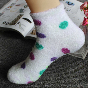 Custom soft feather yarns women winter home warm slipper socks