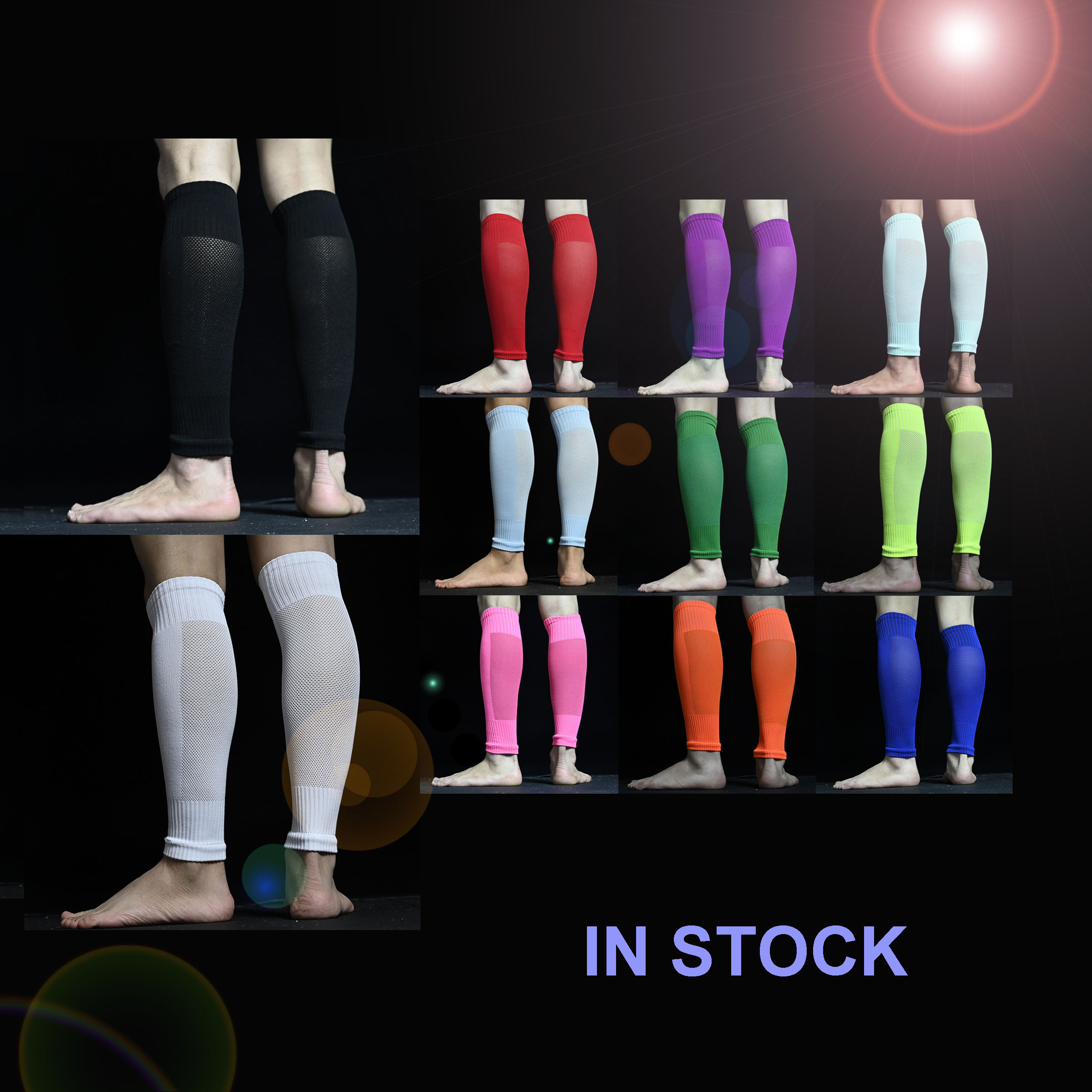 Wholesale Soccer Socks Sleeve combined with Grip socks for football sport footless socks