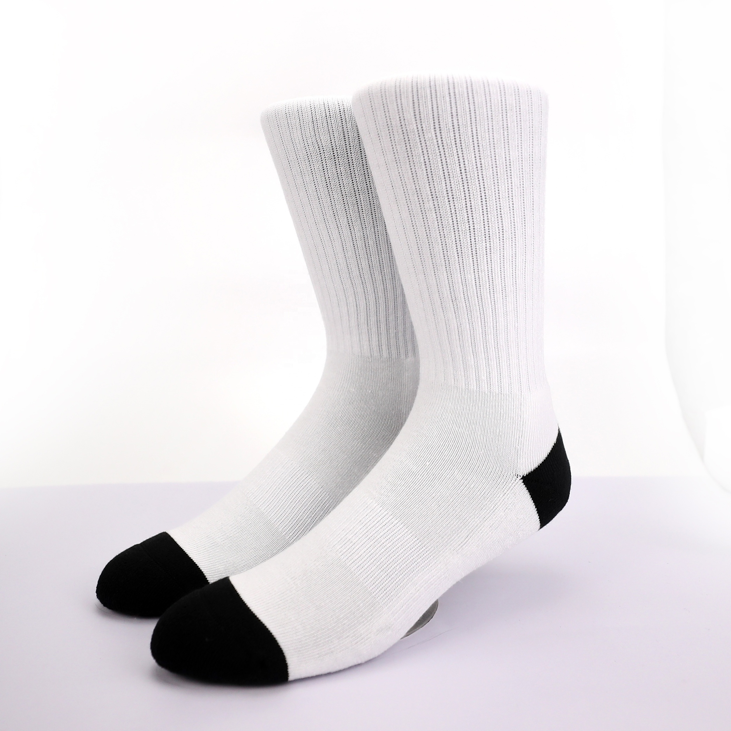 Wholesale Customized Patterns Wholesale Polyester Blank Crew Cheap Bulk White Socks for printing