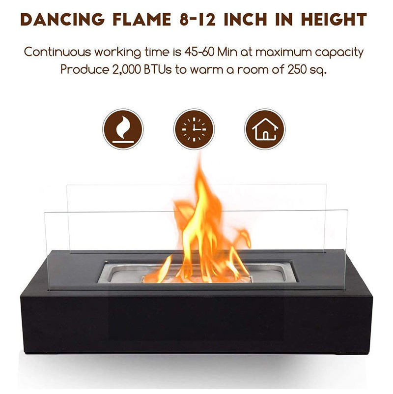 Tabletop Portable Ethanol Fireplace, Rectangular Fireplace Desktop Alcohol Stove Stainless Steel Alcohol Stove Indoor Stove Atmo