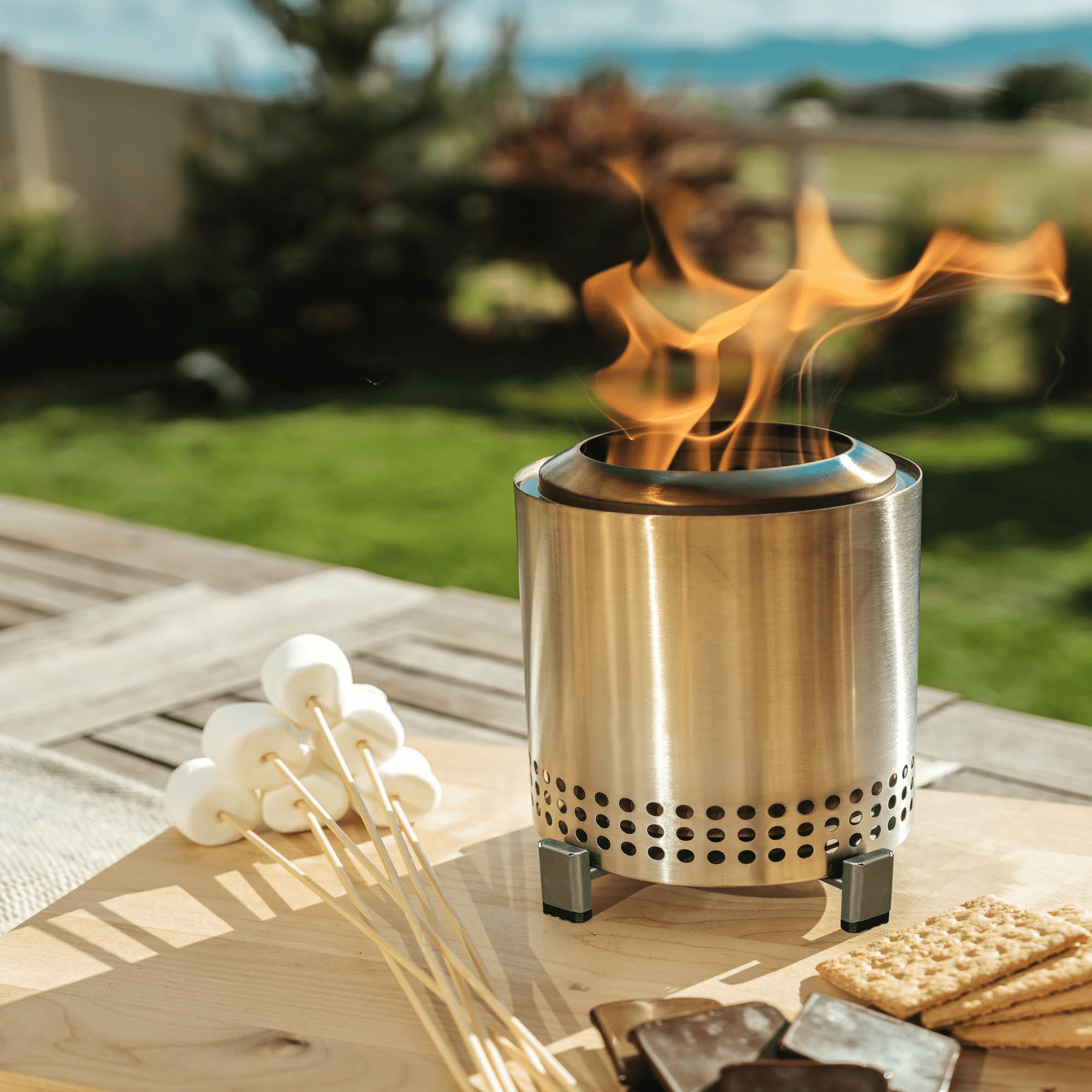 Tabletop Fire Pit Portable 304 Stainless Steel Wood Burning Camping Stove Outdoor Wood Smokeless Fire Pit