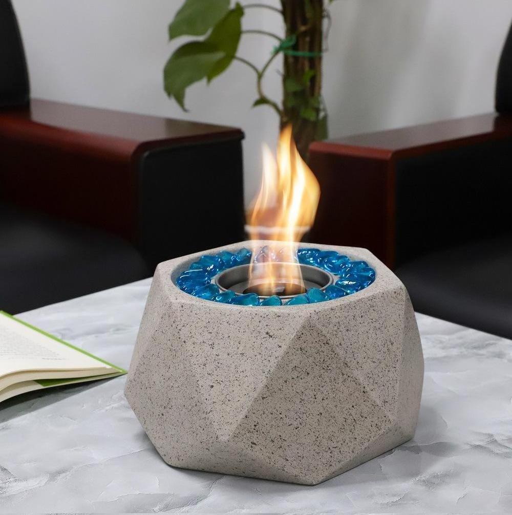 Table Top Fire Pit Bowl Personal Diamond Fireplace Indoor Fire Pit Tabletop Indoor Maker Geometric Mini Fire Pit