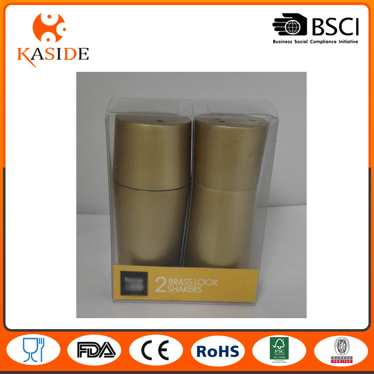 Factory Directly Sale Stainless Steel Salt and Pepper Shaker with Brass Coating