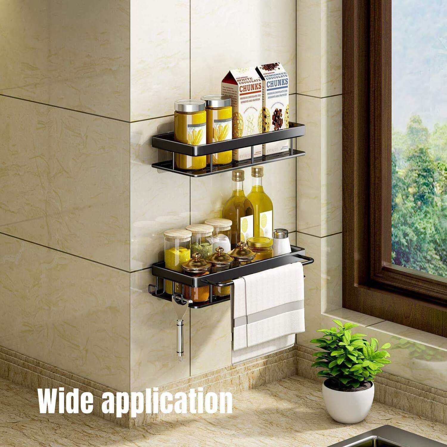 2024 Whole Sale Two Layers Bathroom Shelves Wall-mounted Storage Rack Wall Shelf for Bathroom