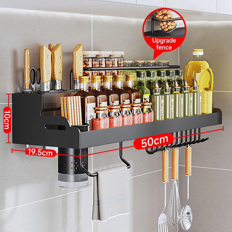 Kitchen Hanging Detachable Knife Organizer Wall Mounted Metal Seasoning Rack Spice Rack Shelving Units