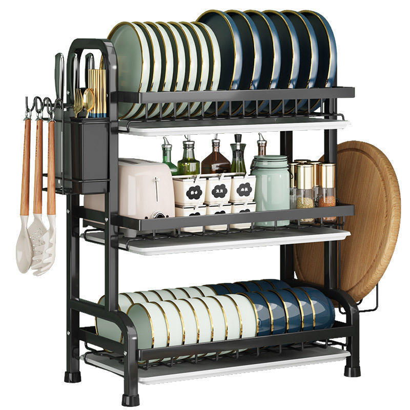 High Efficiency Large Dish Rack Over Sink Dish Drainer Drying Rack for Kitchen Counter Multifunction Organizer Storage Shelf