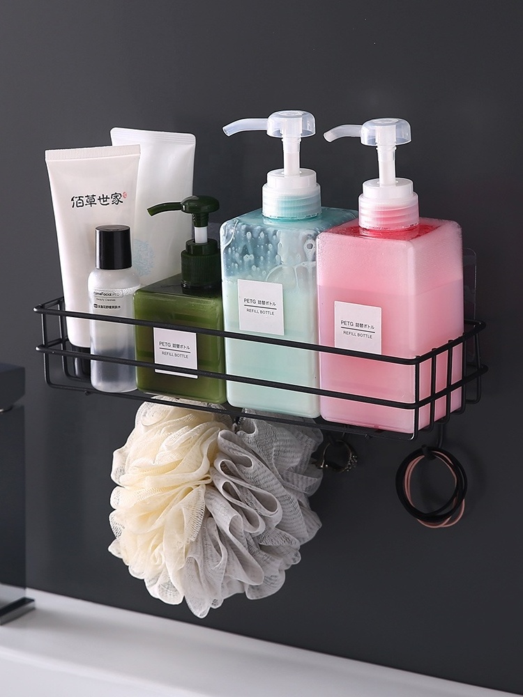 Wall mounted bathroom shower storage rack metal household organizer bathroom hanging storage rack