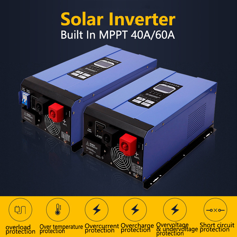 RV DCAC Inverter solar 40A 60A 12V 24V 48V 1kw 3kw 5kw 6Kw 10Kw MPPT solar hybrid inverter with charger on off grid inverter