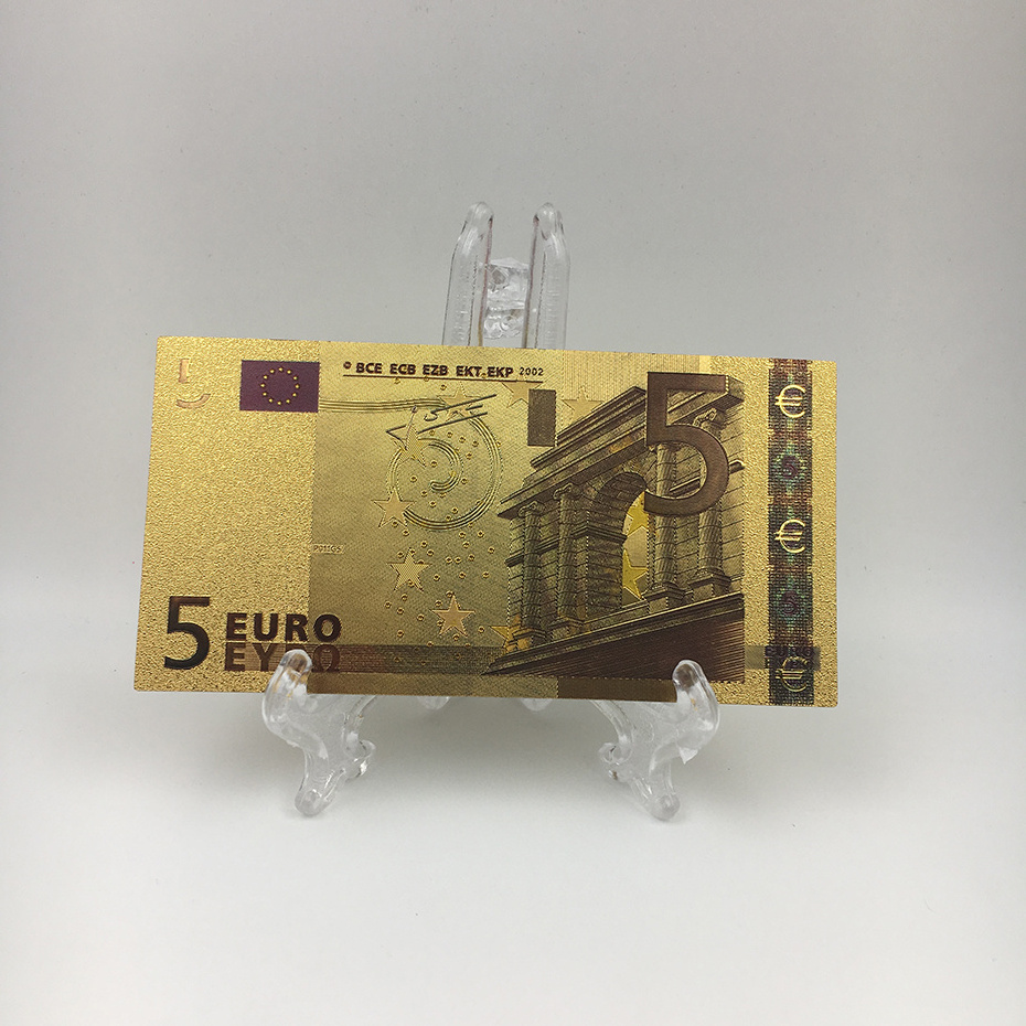 24k gold foil banknote EURO 5 bill collectable bank notes for office display