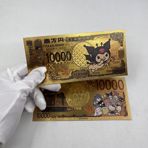 Free Shipping Kuromi Figure Toy Gold Foil Plated Plastic Card Bank Note 100 Banknote For Kids