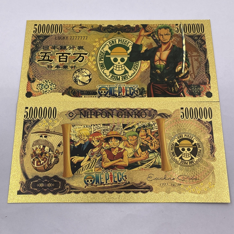 30 styles Japanese classic anime five million yen bank note gold one piece banknote