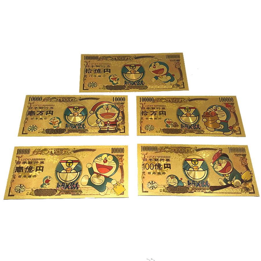 10designs Japanese Anime Doraemon banknote Cartoon Cute Cat with Magic Pocket Gold playing cards money For Kids Gift Decoration