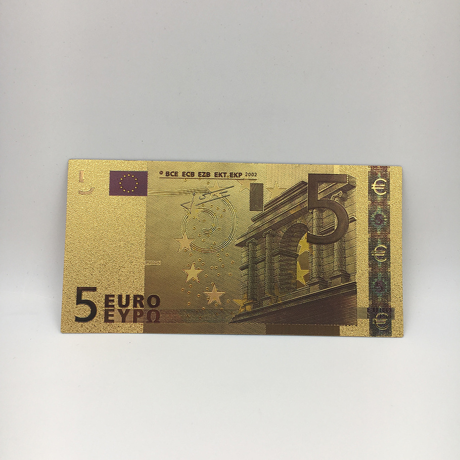 24k gold foil banknote EURO 5 bill collectable bank notes for office display