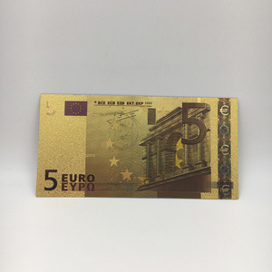 24k gold foil banknote EURO 5 bill collectable bank notes for office display