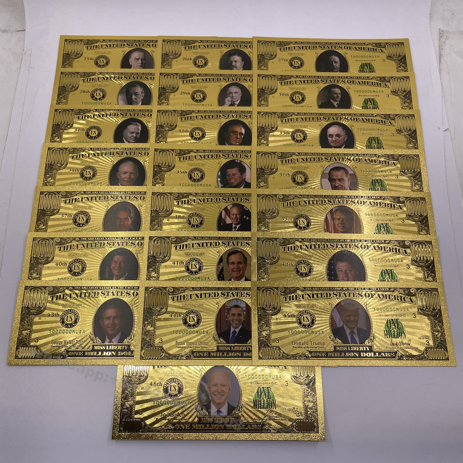 Many Design USD Million US Dollar 24K Gold Foil banknote American souvenir bills Ex-president 46 models souvenir card collection