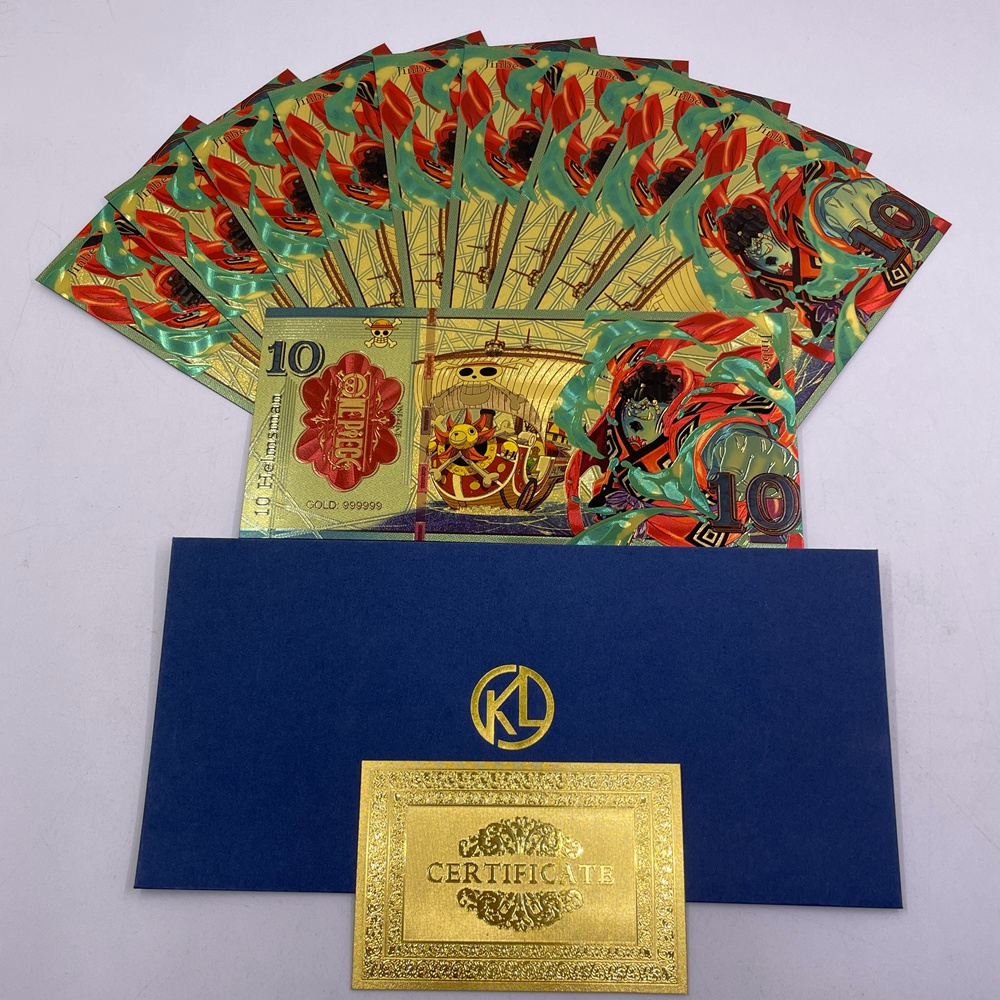 Free Shipping Japan Classic Anime One Piece Card Ticket Gold Foil Plated Banknote For Collect Gifts