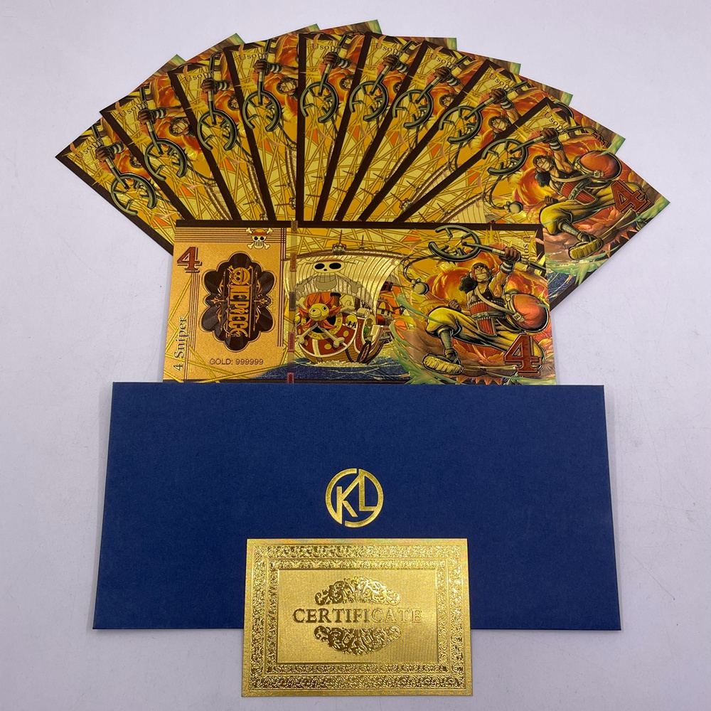 Free Shipping Japan Classic Anime One Piece Card Ticket Gold Foil Plated Banknote For Collect Gifts