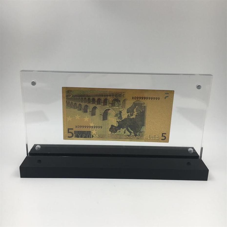 24k gold foil banknote EURO 5 bill collectable bank notes for office display