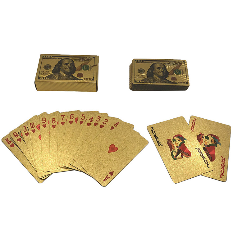 Customized 24k gold plated playing cards plastic golden poker in stock