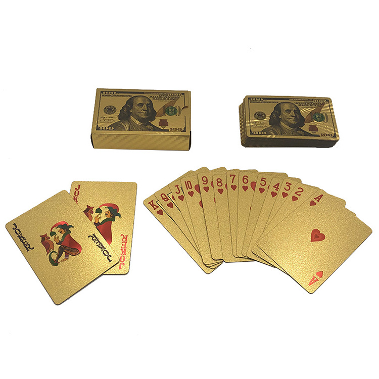 Customized 24k gold plated playing cards plastic golden poker in stock