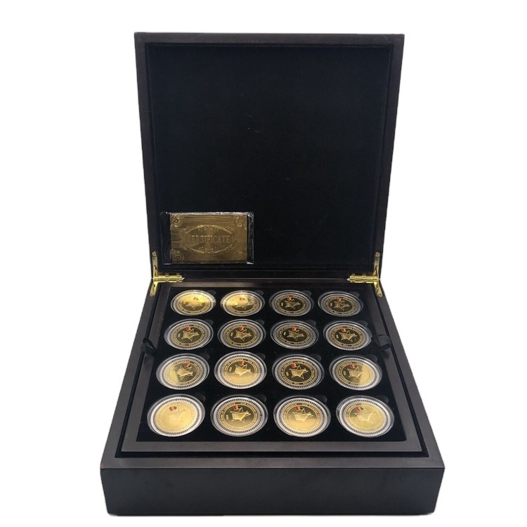 64pcs metal Africa Zimbabw money one hundred trillion gold plated coin with box