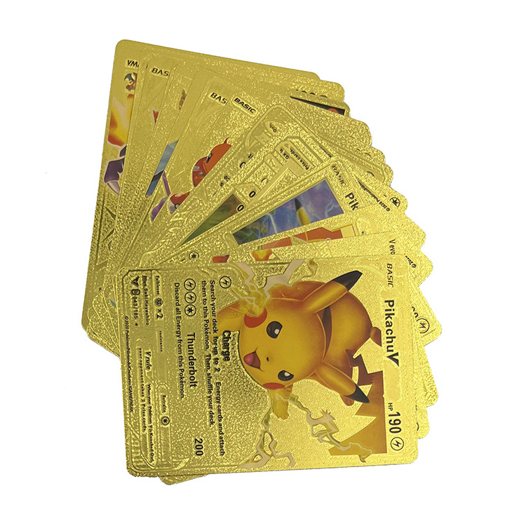 55 Pcs English Spanish German Anime Pokmon Pikachu Booster Box Card Poke-mon Trading Gold Game Cards