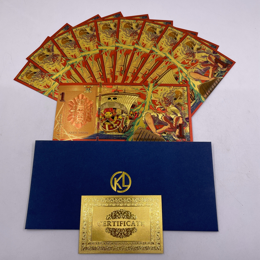 Free Shipping Japan Classic Anime One Piece Card Ticket Gold Foil Plated Banknote For Collect Gifts