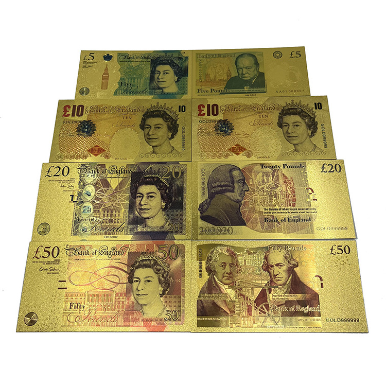 RTS movie money UK pound GBP Elizabeth collection 24k gold foil banknote