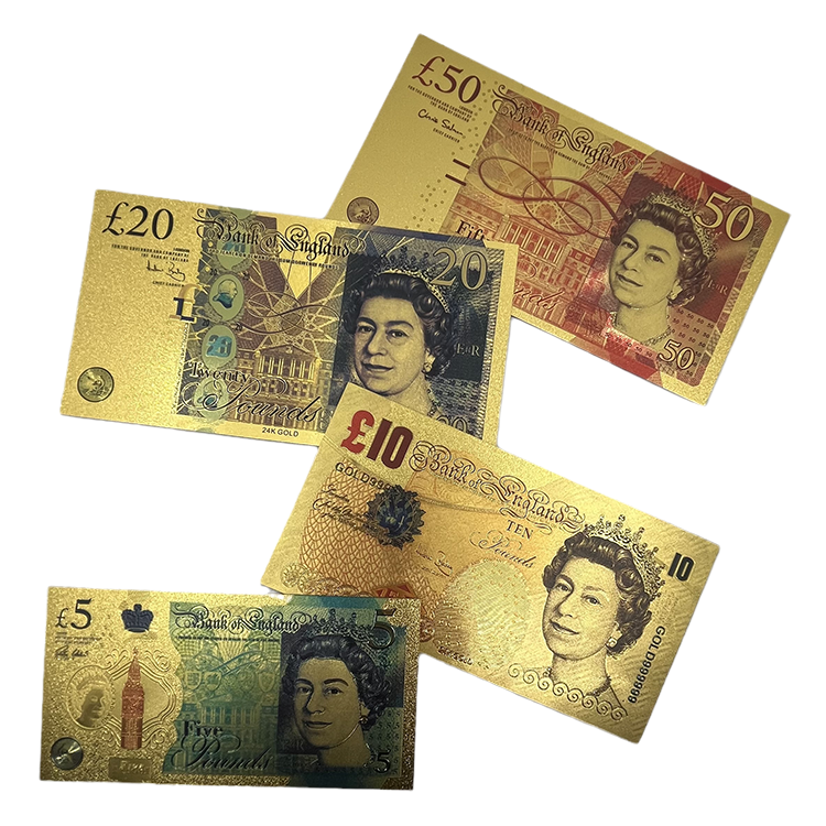 RTS movie money UK pound GBP Elizabeth collection 24k gold foil banknote