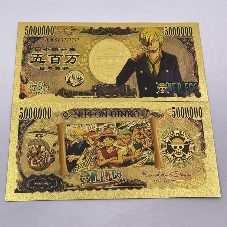 30 styles Japanese classic anime five million yen bank note gold one piece banknote