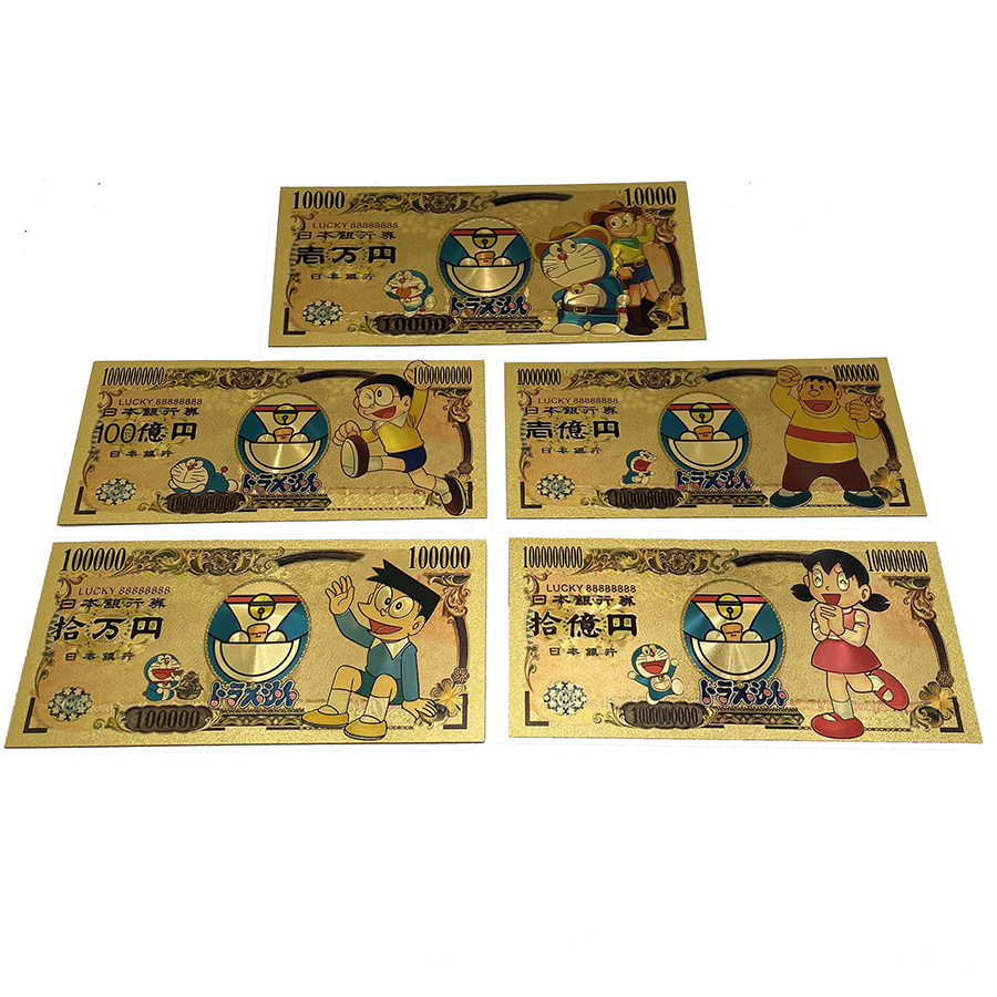 10designs Japanese Anime Doraemon banknote Cartoon Cute Cat with Magic Pocket Gold playing cards money For Kids Gift Decoration