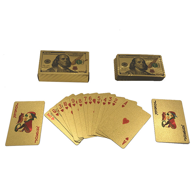 Customized 24k gold plated playing cards plastic golden poker in stock