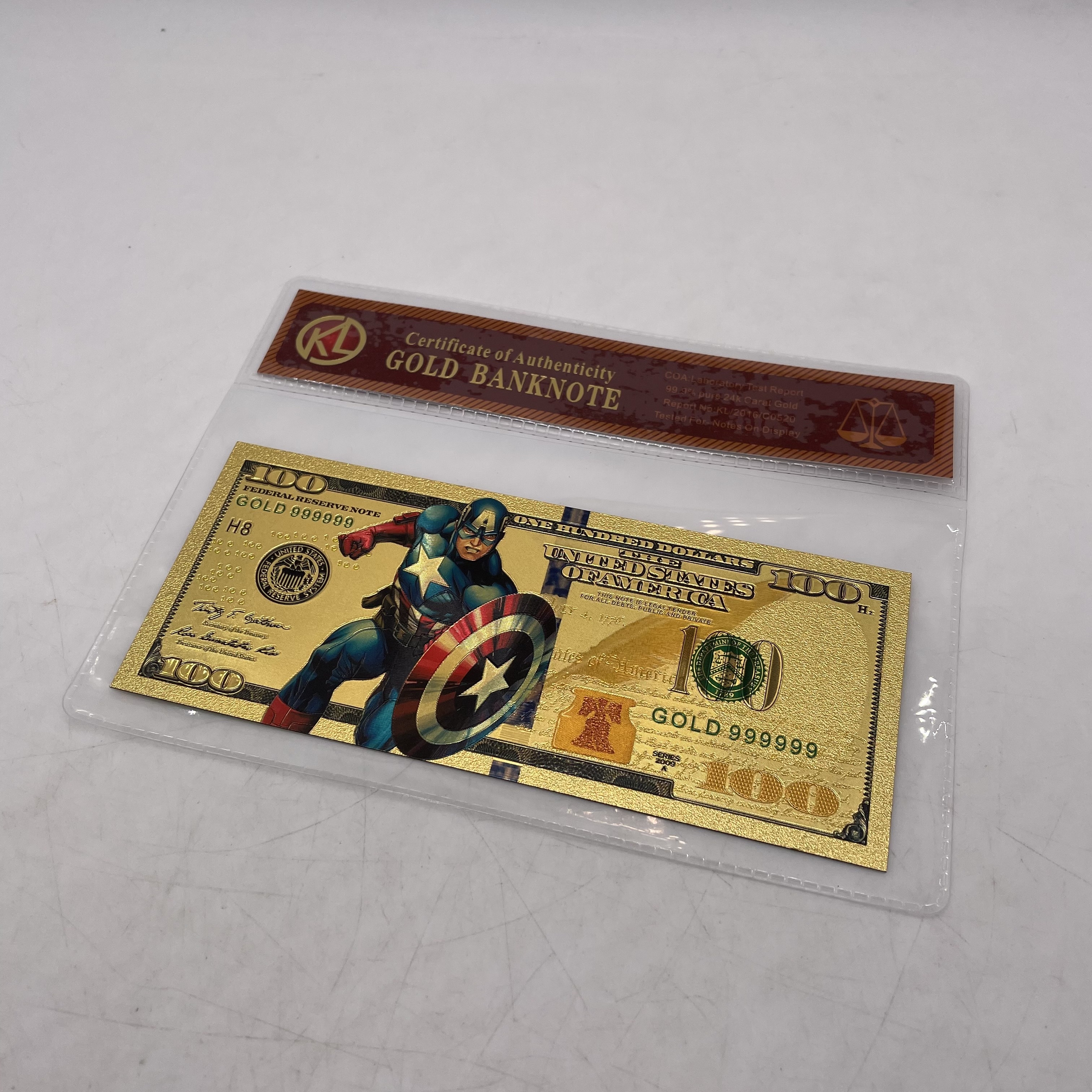 35 designs Hero serie 24k gold banknote Usa 100 dollar plastic money super person prop money souvenir gifts for fans