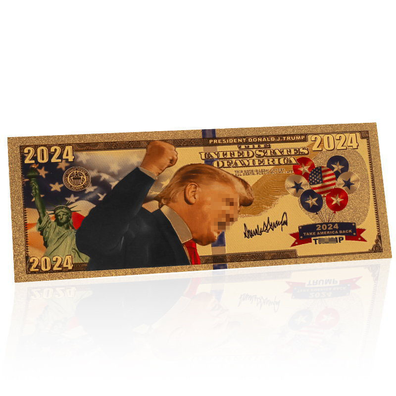 Wholesale Custom Trum-P Collectible Commemorative Polymer Bank Note Plastic Gold Foil Plated Banknote