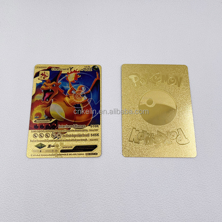 110 Pcs Anime Pokeman Pikachu Booster Box Tcg Playing Card Plastic 24K Gold Foil Plated Cards