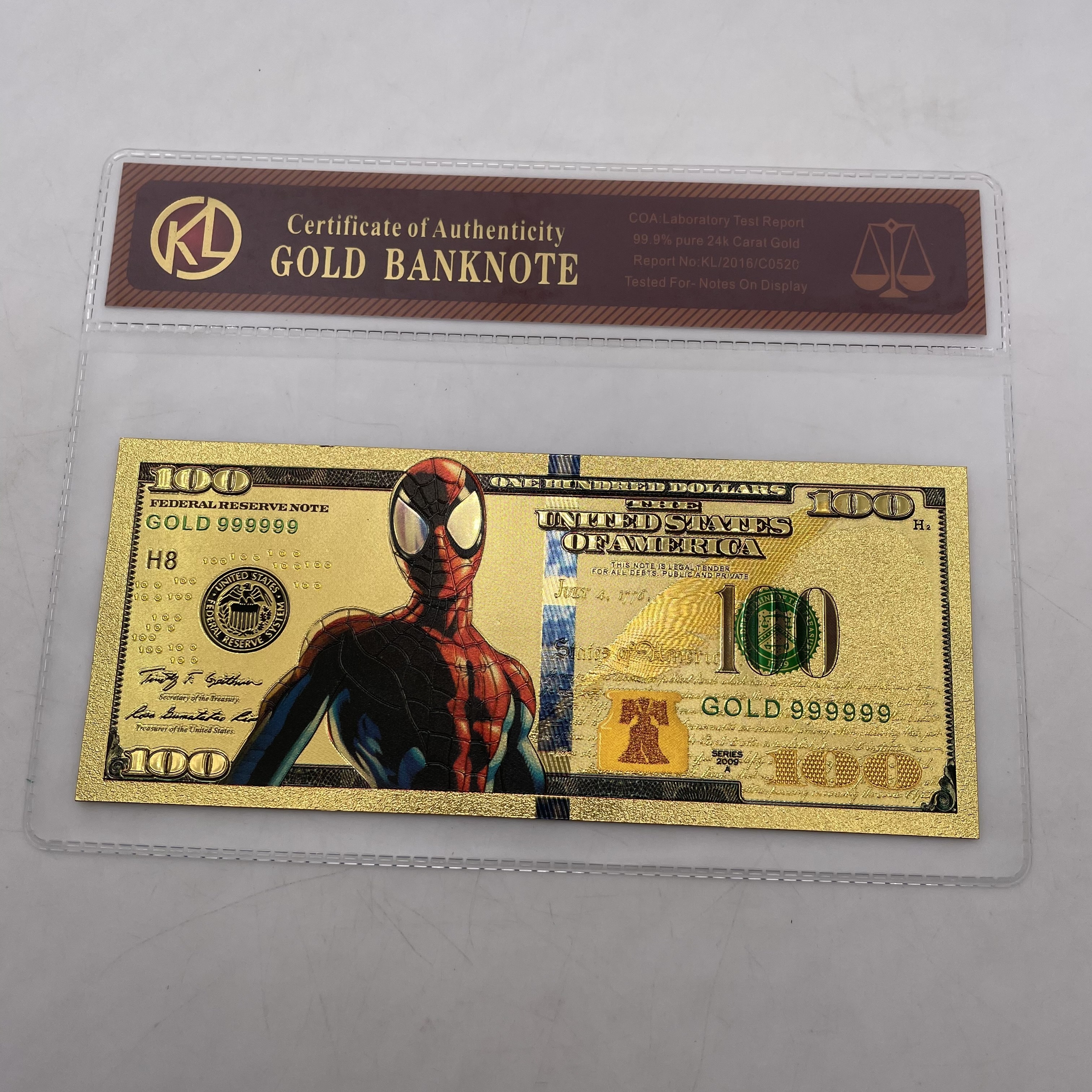 35 designs Hero serie 24k gold banknote Usa 100 dollar plastic money super person prop money souvenir gifts for fans