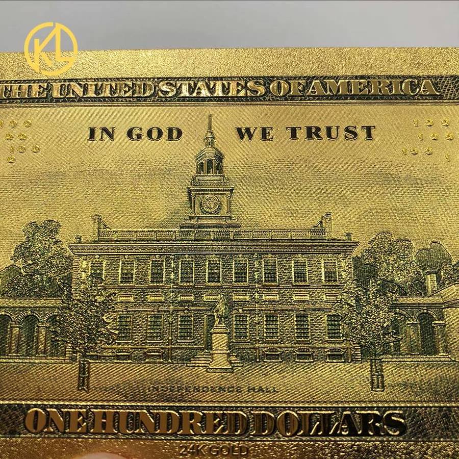 Metal Crafts Gold Banknote Usa 100 Dollars Bill Usd Gold Black Foil Banknotes Collection Movie Cards For Dedor