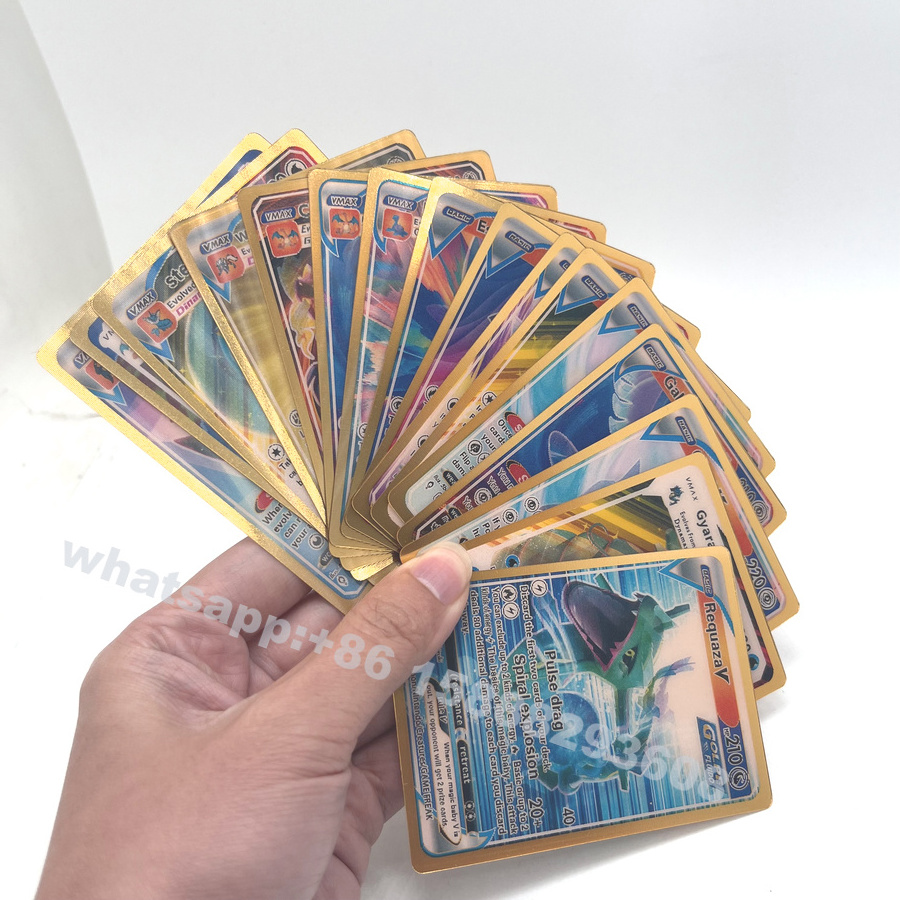 Hot 55pcs Pokemoned 3D cards Pocket Monster anime characters series poke-mon Playing Cards V-max trading cards for kid gift