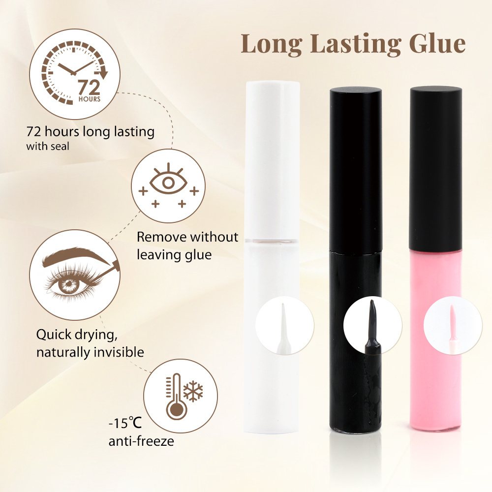 custom private label 1g 5 10ml eyelashes glue black white pink eye lash Adhesive waterproof strip lash glue wholesale