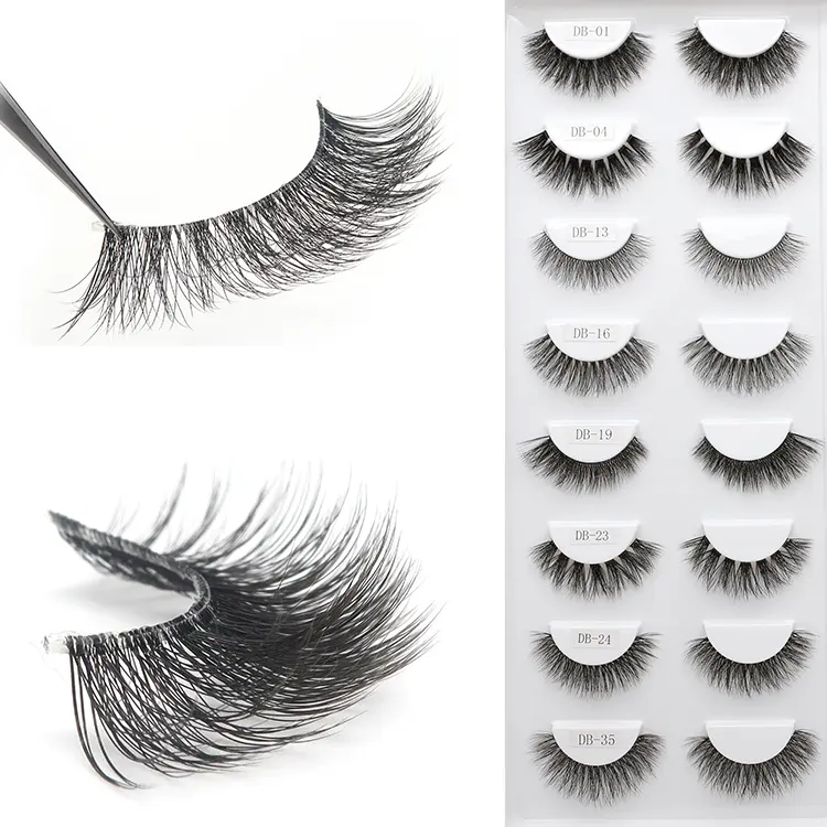 OEM/ODM  high quality super fine clear soft band 3d effect faux mink eye lash wispy style  faux mink eyelashes