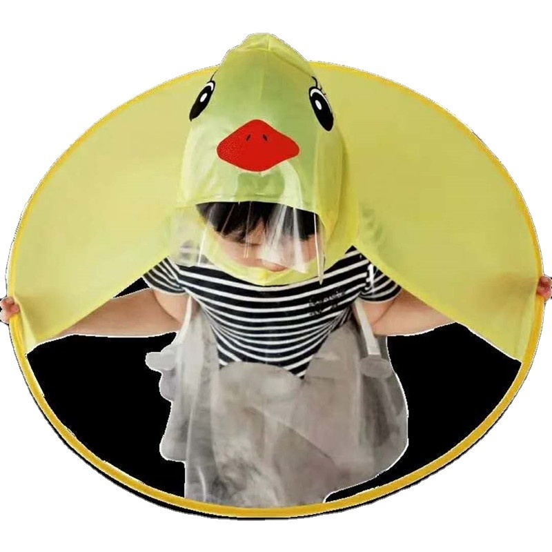 KM OEM Creative Children Rain Hat Foldable Upper Raincoat Hanging Umbrella Hat for children