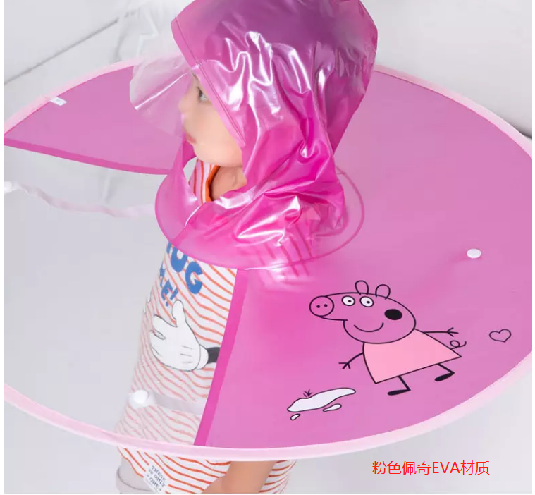 KM OEM Creative Children Rain Hat Foldable Upper Raincoat Hanging Umbrella Hat for children