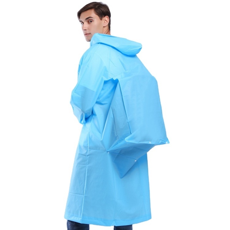 Manufacturer Wholesale Custom Fashion Adult One Piece EVA Transparent Raincoat With Backpack