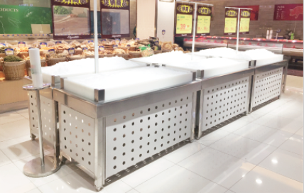 Stainless steel supermarket ice fresh table/fish table/seafood display case for sale