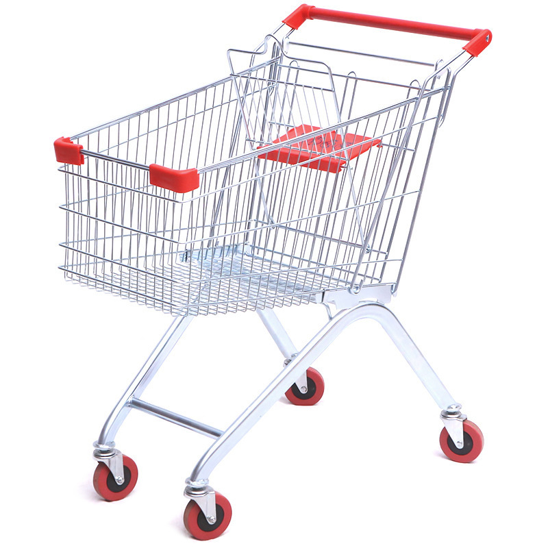 European Style Metal Supermarket Grocery Store Shopping Trolley Cart